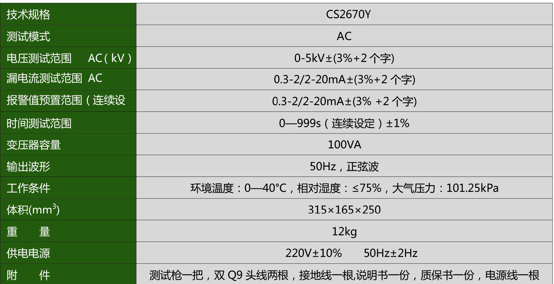 CS2670Y交流醫用耐壓測試儀(圖1)